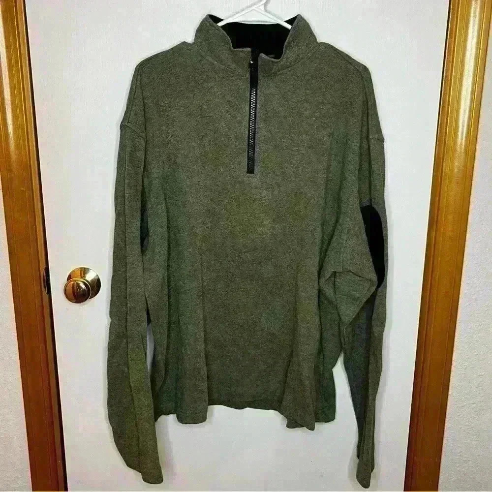 Orvis 1/4 Zip Pullover Sweater Men XL Green Patch Zipper Cotton Casual